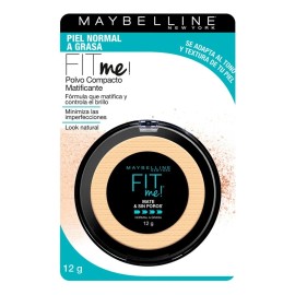 Maybelline Base Maquillaje en Polvo Fit Me Matte,12 gr, matifica, control brillo 16h, minimiza poros