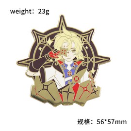 Genshin Impact Albedo Brooch Pin - Albedo Characters Cosplay Enamel Brooch Lapel Pin - Gift for Fans, Women and Girls (Albedo Pin)