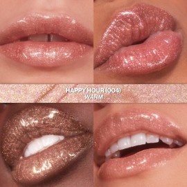 REVLON Super Lustrous Glimmer Gloss, Non-Sticky Lip Gloss, High-Shine Finish, Plant-Based Glitter, 004 Happy Hour, 0.13 fl oz