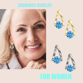 2 Pairs Halolux Lymphvity Germanium Earrings,Flysmus Halolux Lymphvity Drainage Cubic Zirconia Earrings Lymphati Activity Hoop Earrings for Women Lymphvity Therapy Earring Jewelry (Blue)