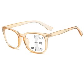 LUMOON Progressive Multifocal Anti Blue Light Glasses, Male And Female Reading Glasses, Vintage Fashion Square Frames