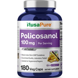 NusaPure Policosanol 100mg 180 Veggie Capsules (Vegan, Non-GMO)