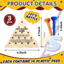 3 Packs Wooden Triangle Peg Games Triangle Wooden Board Game Family Board Game Wooden Strategy Toy Travel Games Teens and Adults Fun Learning Puzzles