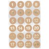 Kraft | 24 Advent Calendar Stickers | Gold Foil Numbers