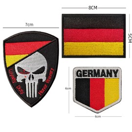 Pack of 5, German Flag Patches Velcro Punisher Patches for Tactical Military Clothing Backpack Baseball Cap Uniform Vest Dog Harness Patch (5 Pack German Flag)