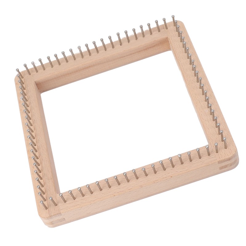 Mini Square Knitting Tool with Hooks Wooden Crochet Board for