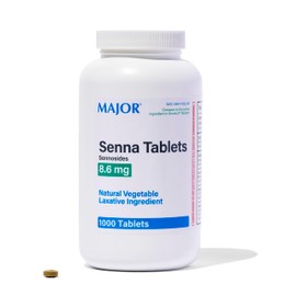 MAJOR Senna 8.6 mg Natural Vegetable Laxative Tablets - Made with Sennosides - 1000-Count (1-Pack)