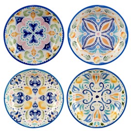 Certified International Lemonade 38 oz. Soup/Pasta Bowls, Set of 4 Assorted Designs, Multicolor