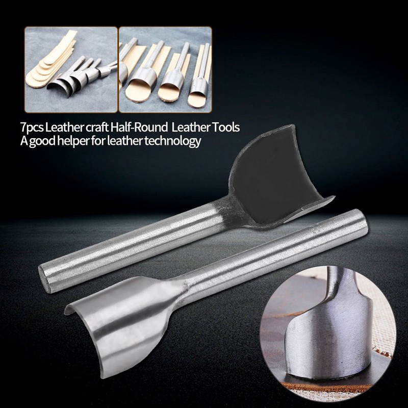 ZJchao Half-Round Punch Cutter, 7pcs DIY Leather Carft Belt End