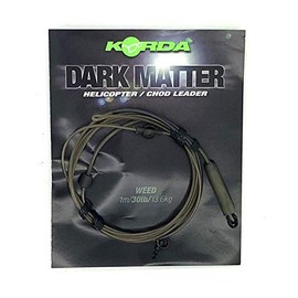 Korda Dark Matter Leader Heli Weed 30lb 1m - Tungsten Fused Carp Fishing Leader, No Trace System, Heli & Chod Rig Compatible, Abrasion Resistant, Stealth Green