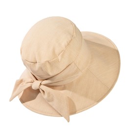 Comhats Women Wide Brim Sun Hat UPF 50 UV Sun Protection Foldable Summer Beach Hat Cotton/Linen, 69045#Khaki, M