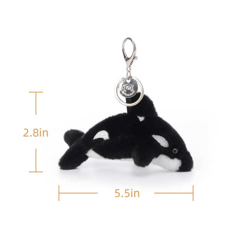 Apricot Lamb Killer Whale Soft Cuddly Keychain, Plush Toys Stuffed