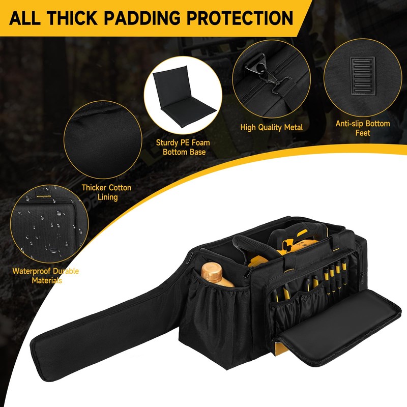 Chainsaw Carrying Case, Waterproof Foldable Chainsaw Storage Bag Compatible with