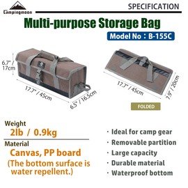 CAMPINGMOON Bottom Waterproof Outdoor Camping Tent Stakes Hammer Multi-Container Storage Box Bag (Canvas, M size(17.7-inch length, B-155C))