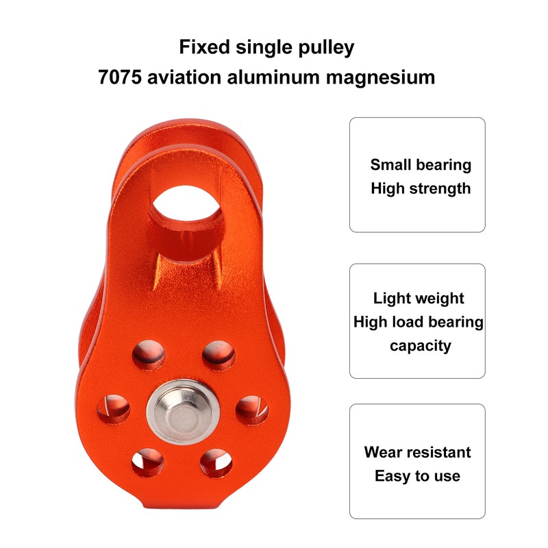 Rock Climbing Pulley Fixed Sideplate Single Sheave Pulley Orange Lift