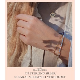 Brandlinger ® Women's Bracelet 925 Sterling Silver 18K Gold Plated Jewellery for Women and Girls Adjustable Length 16-20cm, Gold-plated 931 sterling silver Bremen bracelet