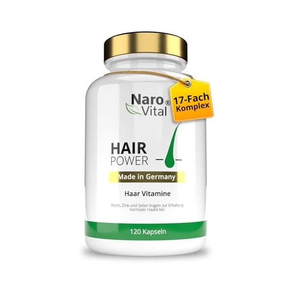NaroVital Hair Power Hair Vitamins, High Dosage with Biotin, Zinc,
