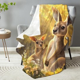 dhakalrlde Kangaroo Blanket - Plush, Soft, Comfy, Lightweight, Warm, Fuzzy, Cozy and Anti-Pilling Flannel Throw Blanket Perfect for Couch, Travel, Bed, Office, Outdoor - 50in×60in(color87)