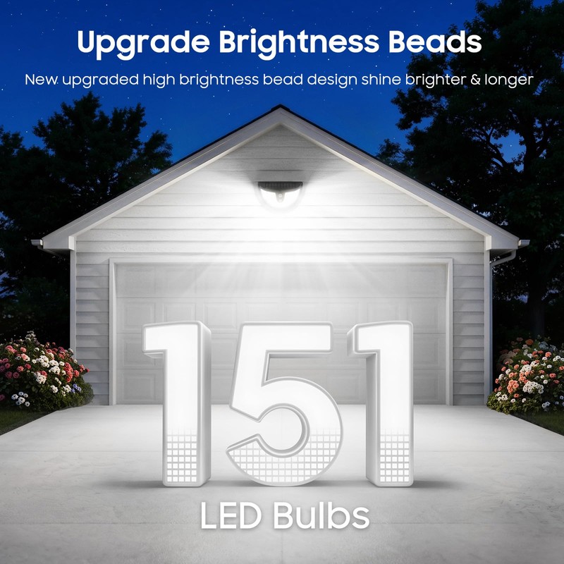 Solar Motion Sensor Lights Outdoor, 151 LED Super Bright Solar