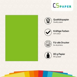 Made in the EU, 50 Sheets of Coloured Paper Green (May Green) A4 80 g/m² CS Paper, Printer Paper, Copy Paper, Universal Paper for Printing, Crafts & Folding, DIN A4 Paper for Home & Office Supplies