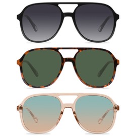 YDAOWKN Retro Square Aviator Sunglasses for Womens Mens Vintage 70s Double Bridge Sun Glasses