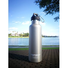 TOPOKO Colored Non-Rusty Stainless Steel Vacuum Water Bottle Double Wall Insulated Thermos, Sports Hike Travel, Leak Proof, BPA Free, 25 oz, Grey