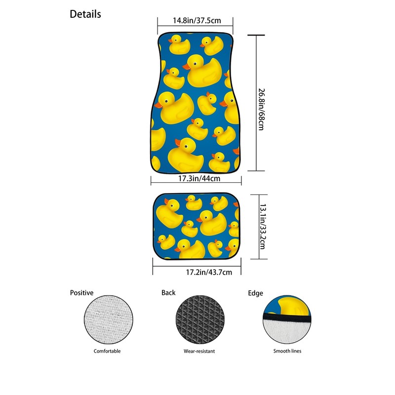 GEMEICHI Cute Rubber Duck Car Floor Mats Full Set of