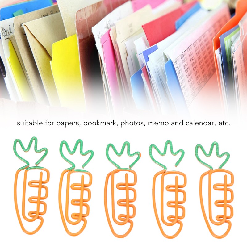 100Pcs Carrot Paper Clips Carrot Style Electroplated Metal Nonslip Rustproof