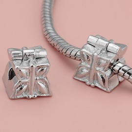 RUBYCA 40pcs Silver Color Clip Lock Stopper Clasp Beads DIY fit European Charm Bracelet Model 080