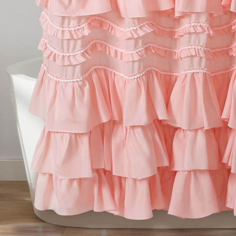 Lush Decor Kemmy Ruffled Shower Curtain, Single, 72" W x