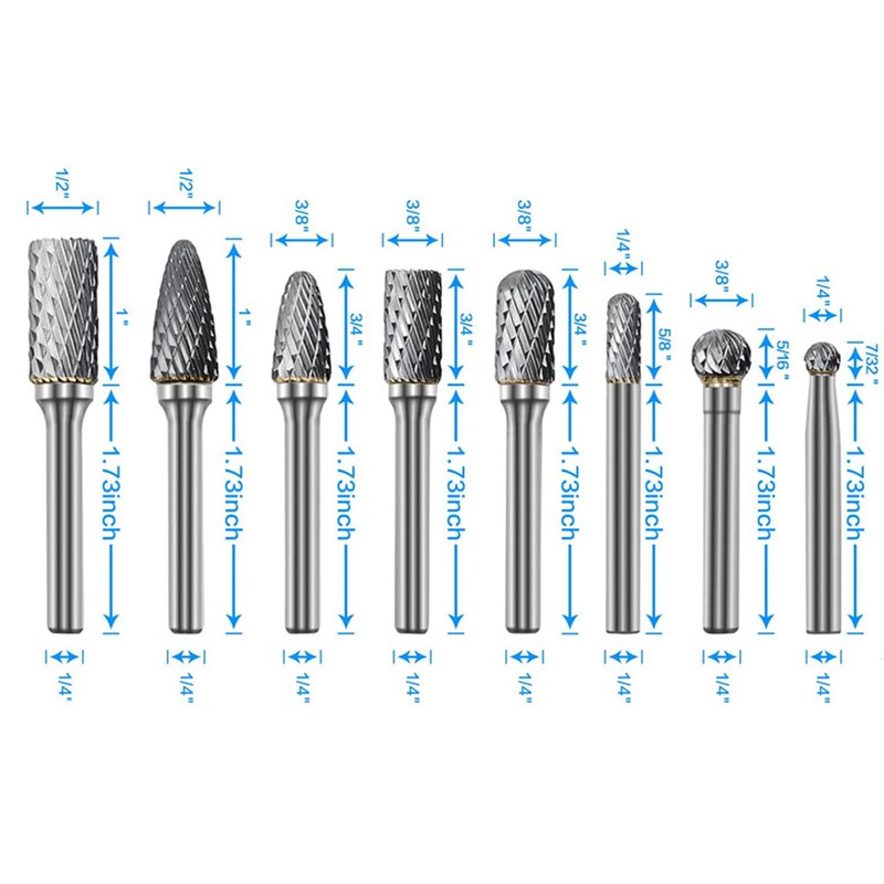 8PCS Set Stone Carving Set Tungsten Steel Rotary Polishing Rotary