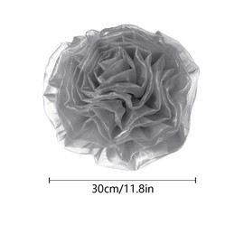 Elegant Organza Rose Flower Extra Large Big Brooches Lapel Pins Fashion Fabric Floral Oversized Brooch Pin for Women Wedding Party Banquet Dresses Suit Clothes Accessories Jewelry 300mm (Grey)