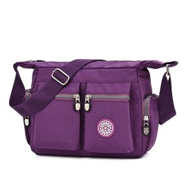 Wafybsre Casual Shoulder Bag for Women Multi Pockets Lightweight Handbag Messenger, Purple