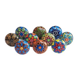 Royal Kraft Vintage Hand Painted Ceramic Pull Knobs for Kitchen Cabinet, Door & Drawer, Wardrobe, Cupboard (Set of 10) Sknob006