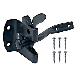 Auto Gate Latch, with Auto-Lock Mechanism, Black Metal, Includes 6 Mounting Screws
