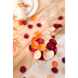 Serwalin 300Pcs Silk Rose Petals Flower Petals for Weddings Burgundy Orange Petals Fake Petals for Aisle Flower Girl Basket Bridal Shower Table Decor (4 Color Mixes)