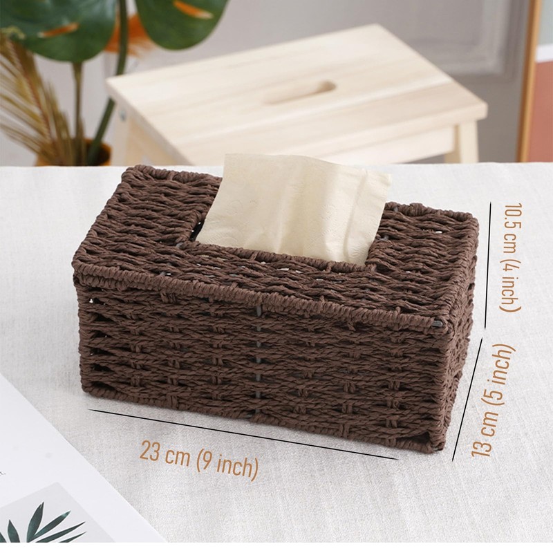 Rattan Woven Tissue Holder - Decorative Rectangular Tissue Box Cover