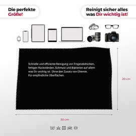 HECHTTAG Microfibre Cloth XXL, Glasses Cleaning Cloth in Optician Quality, Ideal for Cleaning Glasses, Display, Camera, Tablet, Smartwatch, Sunglasses, Lenses, Reusable (Marble)