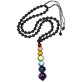 Jewever 7 Chakra Handmade Pendant Necklace for Women Men Reiki Stone Crystals and Gemstones Meditation Balance Beaded Chain Women's y Necklaces