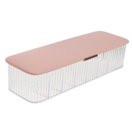 Operitacx Multi Compartment Cable Organizer Box Dustproof Cord Storage Case with Transparent Pink Design for Power Cords Data Cables for Desk Home Use