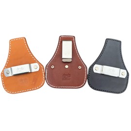 Low Profile Leather Tape Measure Holder with Belt Clip (Dark Brown)