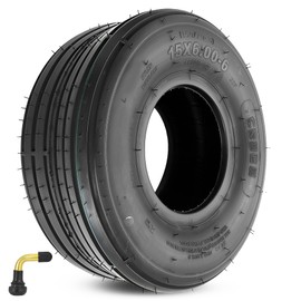Felixstory 15x6.00-6(150/70-6) Tubeless Lawn Mower Tire, 4PR Turf Tire for Garden Tractor Riding Mover