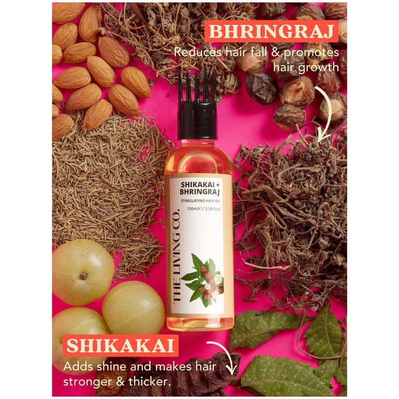 THE LIVING CO Shikakai + Bhringraj Stimulating Hair Oil For