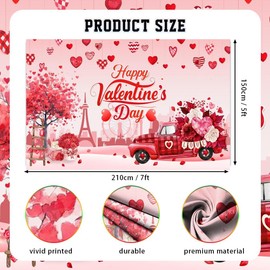 AIBIIN 7x5ft Valentines Day Backdrop Happy Valentine's Day Photography Background Red Heart Valentines Day Party Decorations Banner Photo Booth Props
