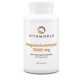 vitaworld Magnesium Malate 1000 mg, 100% Pure Magnesium Malate, 300 mg Pure Magnesium per 2 Capsules, Vegan, 120 Capsules