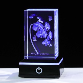 Kertari Birthday Present for Women, Wife, Girlfriend, Mother, Popular [Genuine] K9 Crystal, 3D Phalaenopsis Orchid, Artificial Flower, Interior, Wedding Gift, Wedding Anniversary, Retirement, Mother's