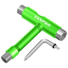 Vanpro All-In-One Skateboard Tool, Universal Carrying, Multi-functional Skateboard Maintenance, Allen Wrench, Phillip Screwdriver (Green)..