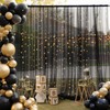 30x8ft Black Tulle Backdrop Curtain with Lights String for Parites,