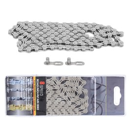 Keenso Cadena de Bicicleta de 8 Velocidades, Cadena de Bicicleta de Montaña de Acero Al Carbono Ligero 1/2 X 11/128 Pulgadas Cadena de Bicicleta de 116 Eslabones para Bicicleta de Montaña