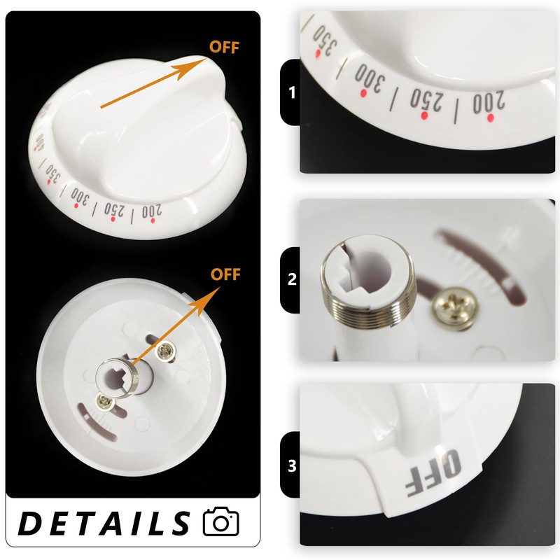 GYOFFULL WB03K10036 Thermostat Stove Knob White Replacement Part Control Compatible